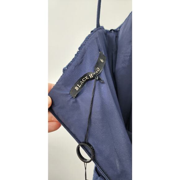 New NWT Black Halo Ora Lace‎ Sheath Party Navy Blue Foral Mini Dress Size 6 - Picture 12 of 16